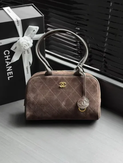 CHANEL Quilted Zip-Top Bowling Bag