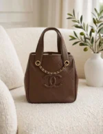 CHANEL Quilted Tonal Logo Chain Detail Tote - Image 2