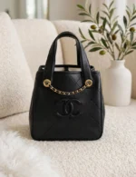 CHANEL Quilted Tonal Logo Chain Detail Tote - Image 6