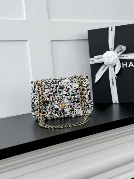 CHANEL Multicolor Sequin Chain Flap Bag