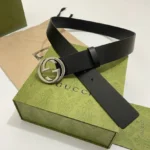 GUCCI Interlocking G Black Leather Belt - Image 7