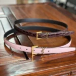 Saint Laurent Cassandre Thin Leather Belt - Image 2