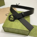 GUCCI Interlocking G Black Leather Belt - Image 6