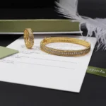 Van Cleef Beaded Stone Row Ring and Bracelet Set