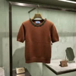 PRADA Short-Sleeve Cashmere Top with - Image 4