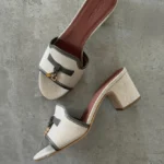loro Piana Fabric and Leather Block Heel