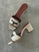 loro Piana Fabric and Leather Block Heel