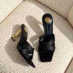 Saint Laurent Opyum Satin Mules with YSL Heel