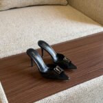 Saint Laurent Opyum / Monogram Satin Pointed-Toe Mules