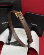 SAINT LAURENT — Cassandre Square Buckle Belt - Image 5