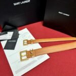 SAINT LAURENT — Cassandre Square Buckle Belt - Image 4