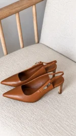 Hermès Leather Pointed-Toe Slingback Pumps - Image 2
