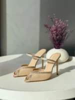 Andrea Wazen Embellished Mules