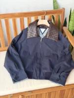 Bottega Veneta Crop Jacket with Contrast Woven Leather Collar