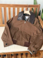 Bottega Veneta Crop Jacket with Contrast Woven Leather Collar - Image 2