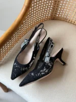 Dior Embroidered Slingback Kitten Heels 3cm - Image 6