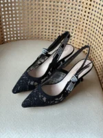 Dior Embroidered Slingback Kitten Heels 3cm - Image 7