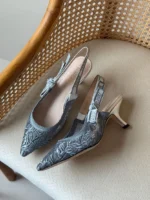 Dior Embroidered Slingback Kitten Heels 3cm - Image 8