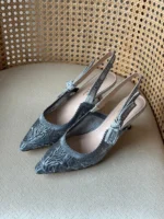 Dior Embroidered Slingback Kitten Heels 3cm - Image 9