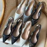 Dior Embroidered Slingback High Heels 7cm