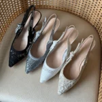 Dior Embroidered Slingback Kitten Heels 3cm