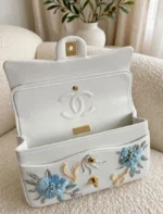 CHANEL Floral Embroidered Top Handle Flap Bag - Image 3