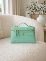 CHANEL Croc Pattern Zip Vanity Bag - Image 5