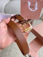 Miu Miu Logo Buckle Leather Belt - Image 4