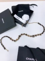 CHANEL Gold-Tone CC Leather Chain Belt - Image 2