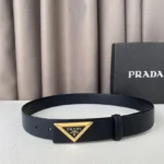 Prada Triangle Logo Leather Belt - Image 4