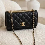 CHANEL Quilted Gold Bar Chain Flap Bag