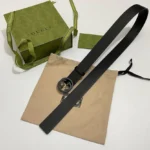 GUCCI Interlocking G Black Leather Belt - Image 2