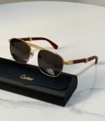 Cartier Première de Cartier Foldable Wood Navigator / Aviator Sunglasses (Folding Woods Collection) - Image 2