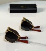 Cartier Première de Cartier Foldable Wood Navigator / Aviator Sunglasses (Folding Woods Collection) - Image 4