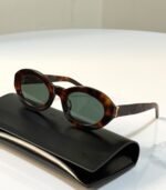 Saint Laurent SL M136 Monogram Hinge Oval Acetate Sunglasses - Image 3