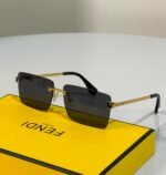 Fendi "Baguette" Rimless Rectangular Sunglasses - Image 2