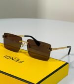 Fendi "Baguette" Rimless Rectangular Sunglasses - Image 3