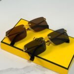 Fendi "Baguette" Rimless Rectangular Sunglasses