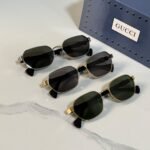 Gucci Geometric Rectangular Metal Sunglasses (Model: GG1593S / 1593)