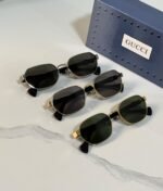 Gucci Geometric Rectangular Metal Sunglasses (Model: GG1593S / 1593)