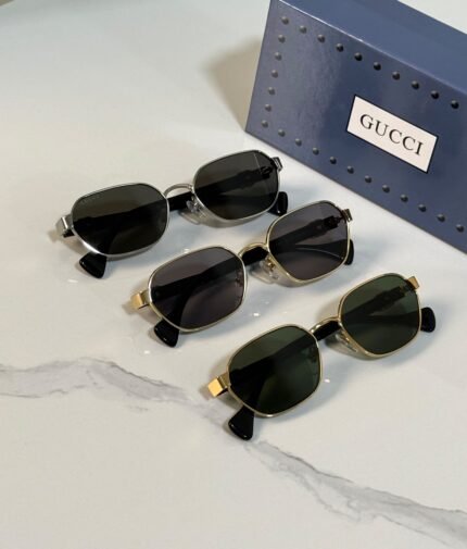 Gucci Geometric Rectangular Metal Sunglasses (Model: GG1593S / 1593)
