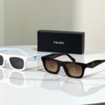 Prada Rectangular Flat-Top Acetate Sunglasses