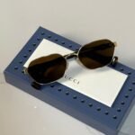 Gucci Geometric Rectangular Metal Sunglasses (Model: GG1593S / 1593)