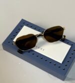 Gucci Geometric Rectangular Metal Sunglasses (Model: GG1593S / 1593)