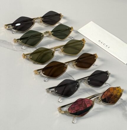 Gucci Geometric Diamond / Upside-Down Cat-Eye Metal Sunglasses (Model: GG1604S / 1604)