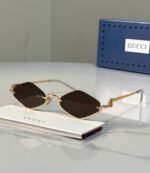 Gucci Geometric Diamond / Upside-Down Cat-Eye Metal Sunglasses (Model: GG1604S / 1604) - Image 2