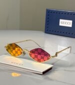 Gucci Geometric Diamond / Upside-Down Cat-Eye Metal Sunglasses (Model: GG1604S / 1604) - Image 3