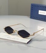 Gucci Geometric Diamond / Upside-Down Cat-Eye Metal Sunglasses (Model: GG1604S / 1604) - Image 5