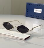 Gucci Geometric Diamond / Upside-Down Cat-Eye Metal Sunglasses (Model: GG1604S / 1604) - Image 6
