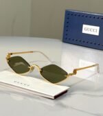 Gucci Geometric Diamond / Upside-Down Cat-Eye Metal Sunglasses (Model: GG1604S / 1604) - Image 7